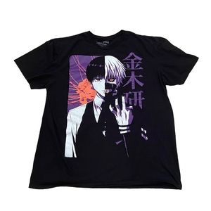 Adult Tokyo Ghoul T-Shirt Ken Kaneki Funimation Anime Black Tee Size XL